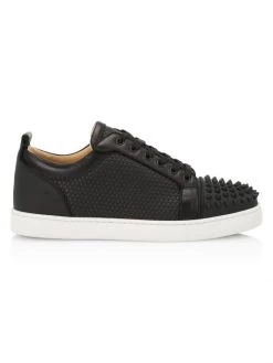 Christian Louboutin Louis Junior Spikes Orlato Woven Leather Low-Top Sneakers For Men