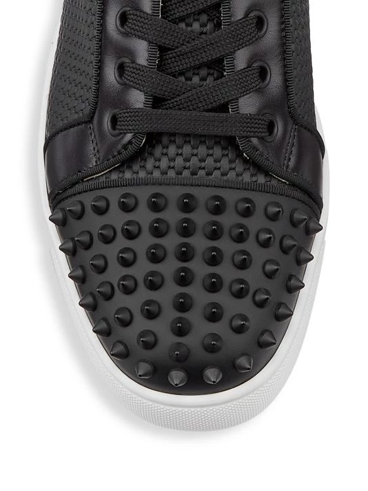 Christian Louboutin Louis Junior Spikes Orlato Woven Leather Low-Top Sneakers For Men - Image 4