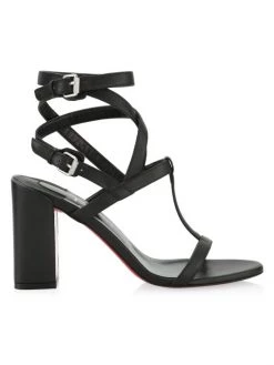 Christian Louboutin Bombinissima 85 Leather Buckle-Strap Sandals