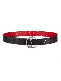 Christian Louboutin Reversible Perforated CL Logo Leather Belt