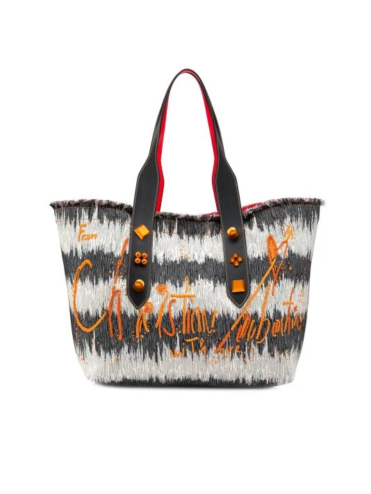 Christian Louboutin Medium Frangibus Embroidered Denim Tote