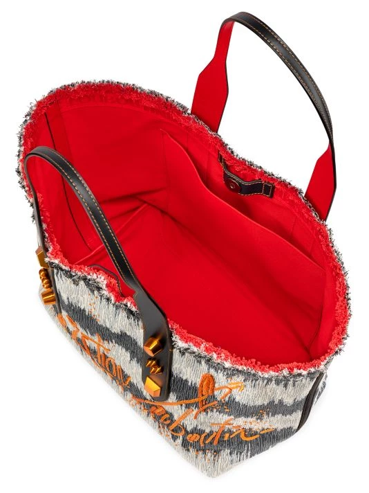 Christian Louboutin Medium Frangibus Embroidered Denim Tote - Image 2
