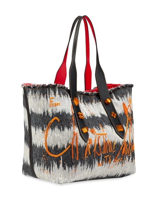 Christian Louboutin Medium Frangibus Embroidered Denim Tote - Image 3