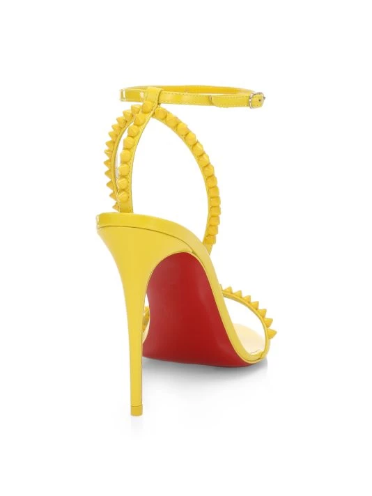 Christian Louboutin So Me Spike 100 Patent Leather Sandals Rosy - Image 3