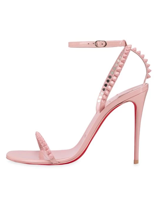 Christian Louboutin So Me Spike 100 Patent Leather Sandals Rosy - Image 8