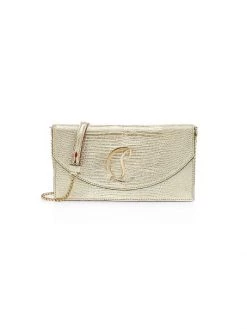 Christian Louboutin Loubi54 Metallic Leather Clutch-On-Strap
