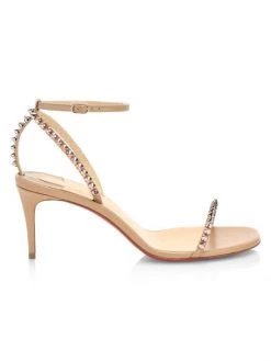 Christian Louboutin So Me Spike 70 Leather Sandals Black Silver
