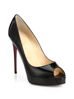 Christian Louboutin Very Privé 120 Peep-Toe Patent Leather Pumps Black