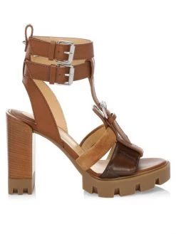 Christian Louboutin Rangerissima 100 Mixed Leather Lug-Sole Sandals