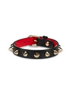 Christian Louboutin Spike Leather Bracelet Loubi Gold