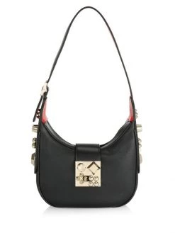 Christian Louboutin Mini Carasky Studded Leather Shoulder Bag Black Gold